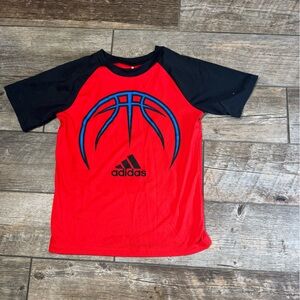 Adidas Kids Red and Black Sports Tee